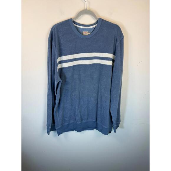 Faherty Other - Faherty Cabana Blue Stripe Terry Cloth Crewneck Sweatshirt XXL